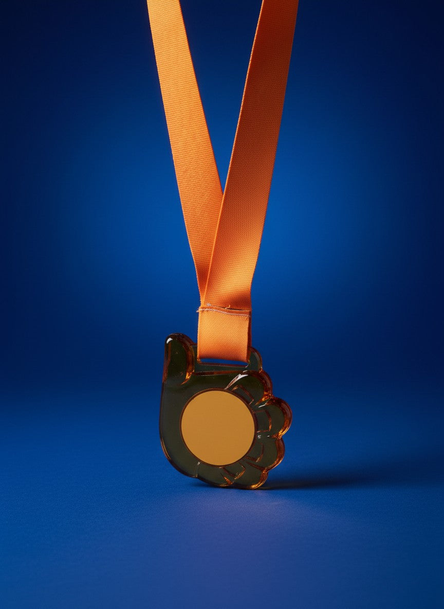 Elite Thumbs Up Glass Medal